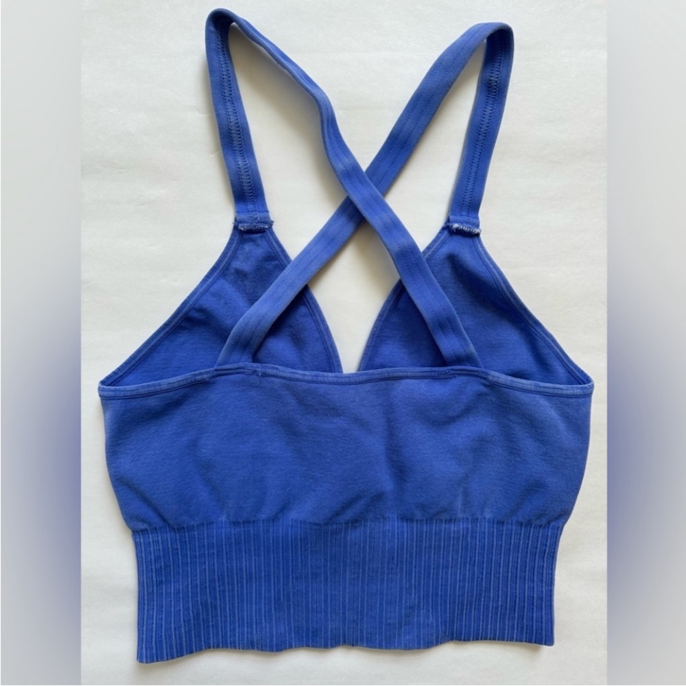 NEW Free People Movement Good Karma Crop Tank Top NWOT Blue Purple Cropped Bra - Picture 2 of 6